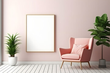 Contemporary Interior with Artistic Frame Frame Mockup, generative, ai
