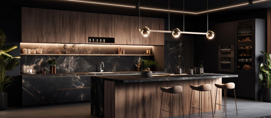 modern furniture 3d kitchen interior design for small house concept