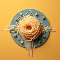 top view, spaghetti pasta, minimalistic composition, abstract