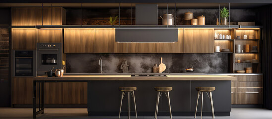 modern furniture 3d kitchen interior design for small house concept