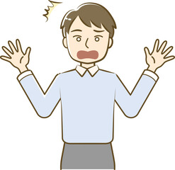 Surprised man's upper body illustration-friendly simple touch