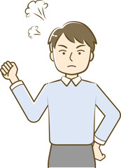 Fototapeta na wymiar Angry man's upper body illustration-friendly simple touch