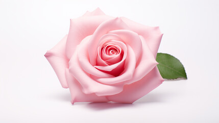 pink rose on a white background close-up. Generative Ai. 