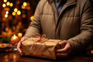 Heartfelt Gifting: A Personalized Offer Featuring a Person Holding a Thoughtful Christmas Present.

