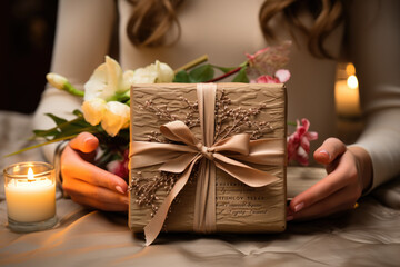 Heartfelt Gifting: A Personalized Offer Featuring a Person Holding a Thoughtful Christmas Present.

