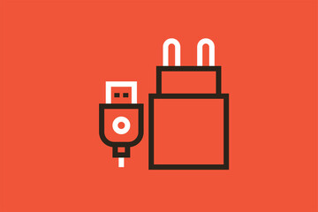  Geometric power cable illustration in flat style design. Vector illustration. 