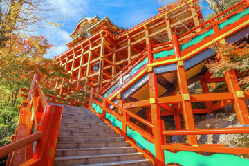 Fototapeta na wymiar Saga, Japan - Nov 28 2022: Yutoku Inari shrine in Kashima City, Saga Prefecture. It's one of Japan's top three shrines dedicated to Inari alongside Fushimi Inari in Kyoto and Toyokawa Inari in Aichi
