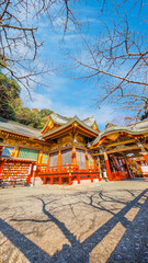 Saga, Japan - Nov 28 2022: Yutoku Inari shrine in Kashima City, Saga Prefecture. It's one of Japan's top three shrines dedicated to Inari alongside Fushimi Inari in Kyoto and Toyokawa Inari in Aichi