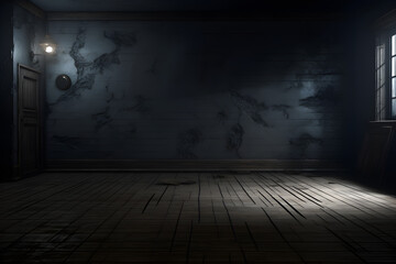 empty dark wall room with spotlight studio room, interior texture for display products. wall background. AI generate
