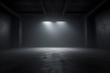 empty room with a wall and light studio room, dark interior texture for display products. wall background. AI generate