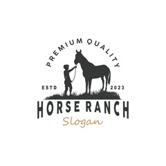 Horse Logo, West Country Farm Ranch Cowboy Logo Design, Simple Illustration Template