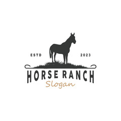 Horse Logo, West Country Farm Ranch Cowboy Logo Design, Simple Illustration Template