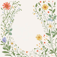 Wildflower frame border for invitation background