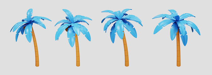 Fototapeta na wymiar 3D Palm tree set