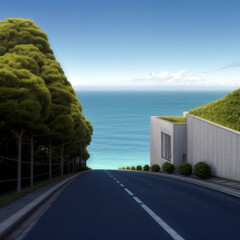 海に向かう坂道