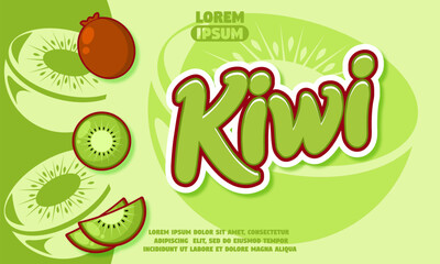 kiwi text effect with kiwi icon background