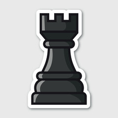 black rook, editable cartoon style sticker vector