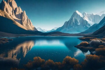 lake in mountain generated by AI tool