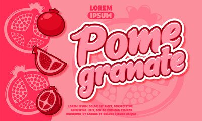pomegranate text effect with pomegranate icon background