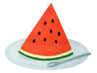 お皿に乗ったスイカ