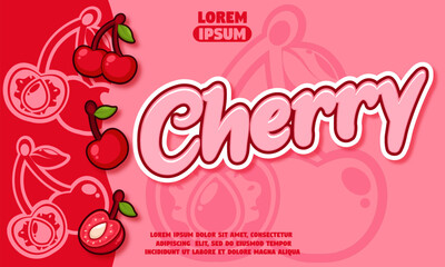 cherry  text effect with avocado icon background