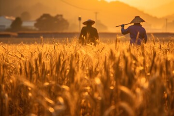 稲を収穫する人　with generative ai