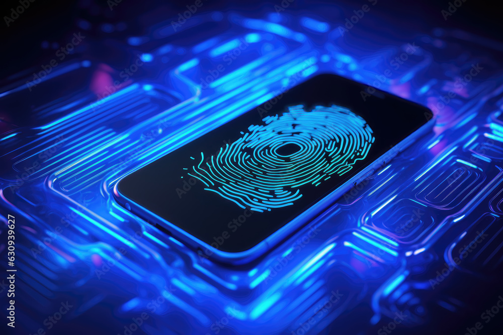 Wall mural fingerprint scanning security system concept abstract background