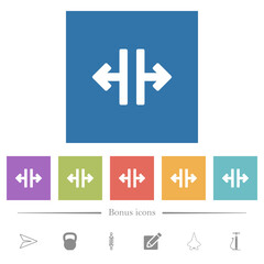Vertical split tool flat white icons in square backgrounds