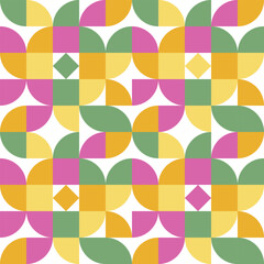 Geometric Mosaic Abstract Pattern Decorative Ornament Background Wall Vector Illustration Purple Green White