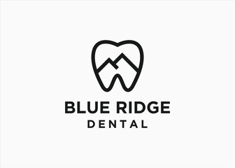 dental with mountain logo design vector silhouette illustration