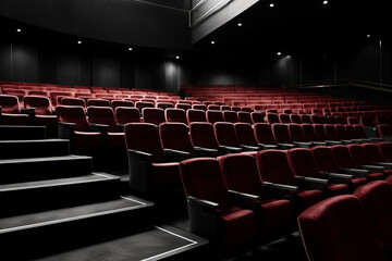 Inside a movie theatre, red seats - Generative AI