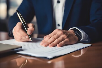 businessman making notes on a clipboard inside of the office