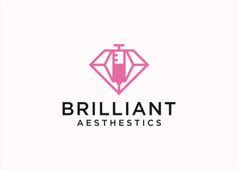 Naklejka premium diamond with injection logo design vector silhouette illustration