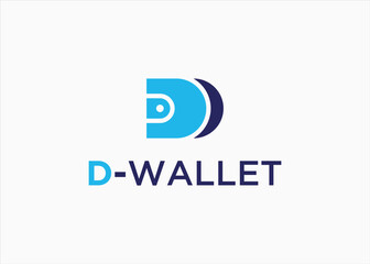 Initial D with wallet logo design vector silhouette illustration