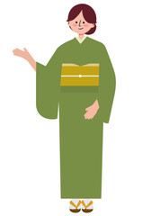 手で案内する旅館の女将のイラスト