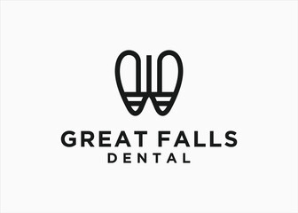 tooth with waterfall logo design vector silhouette illustration