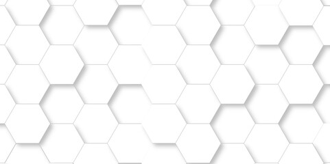 Background with white lines 3d Hexagonal structure futuristic white background and Embossed Hexagon , honeycomb white Background ,light and shadow ,Vector.	

