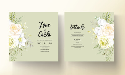 beautiful blooming flower wedding invitation card