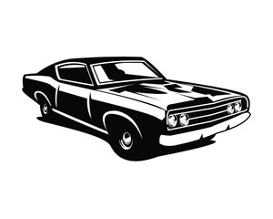 Obraz na płótnie Canvas ford cobra torino car silhouette. appear from the side with an elegant style. premium vector design. isolated white background. Best for logo, badge, emblem, icon, sticker design. antique car industry