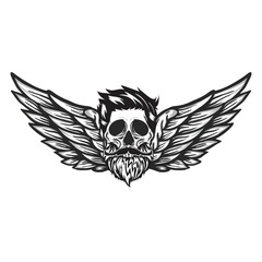 human skull with wings