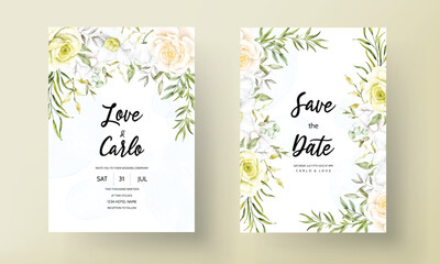 beautiful blooming flower wedding invitation card