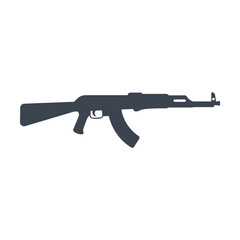 Silhouette of kalashnikov rifle vector. Drawing of gun, rifle on white background. Weapons, military concept