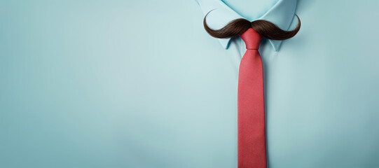 Close-up of a shirt, moustache and a tie, copy space, fathers day concept