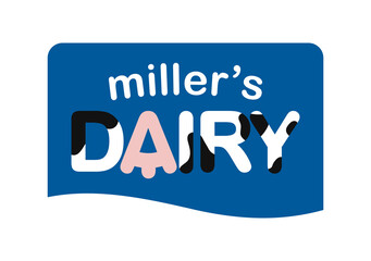 Black and white cow skin patterned dairy logotype template