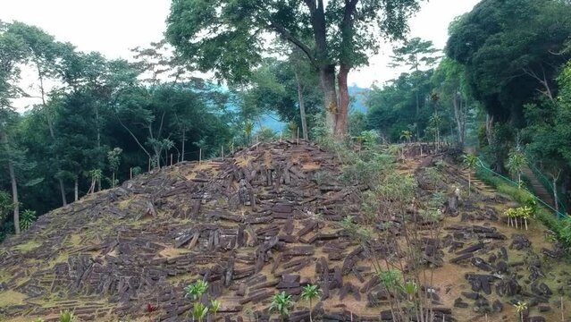 Areal view Megalithic sites Gunung Padang, Cianjur, West Java, Indonesia