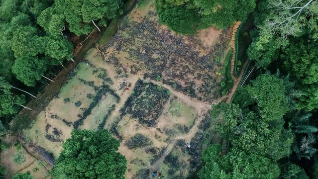 Areal view Megalithic sites Gunung Padang, Cianjur, West Java, Indonesia
