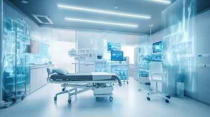 medium sterilized clinic medical space with medical equipments, healthcare room concept