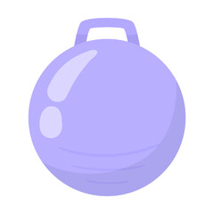 Purple stability or exercise ball vector illustration. Equipment for working out or exercising isolated on white background. Sports, healthy lifestyle, fitness concept