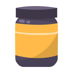 Protein supplement in bottle or jar illustration. Protein powder in container isolated on white. Health, active lifestyle, sports, nutrition, diet concept