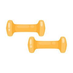 Metal equipment or dumbbells for workout at gym illustration. Cartoon drawing of small rubberized dumbbells for children isolated on white background. Sports, fitness, healthy concept